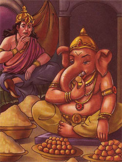 Shiva declined to come but said he would send his son, Ganesha. Kubera was disappointed. Shiva's presence would have been a feather in ...